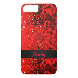 Personalisierte karminrote rote Glitzer iPhone 7 Case-Mate iPhone Hülle