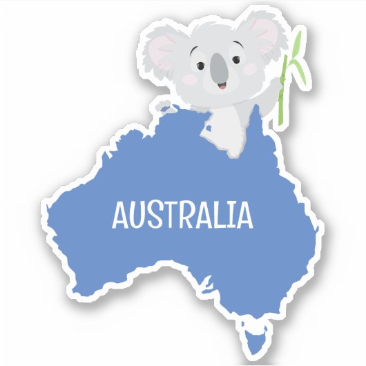 Personalisierte Karte Australiens mit Gray Koala Aufkleber (Vorderseite)