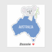 Personalisierte Karte Australiens mit Gray Koala Aufkleber (Blatt)