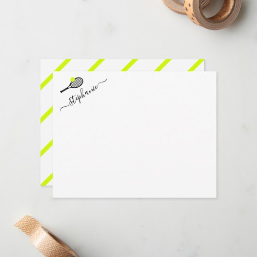 Personalisierte Karte für den Preppy-Tennisstreife (Vorderseite/Rückseite Beispiel)