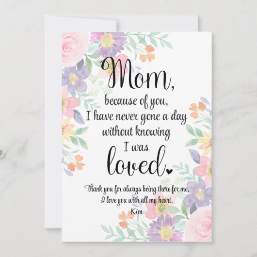 Personalisierte Karte für die Muttertagskarte der  (Vorderseite)