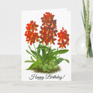 Personalisierte Karte mit orange-roter Orchideenbl