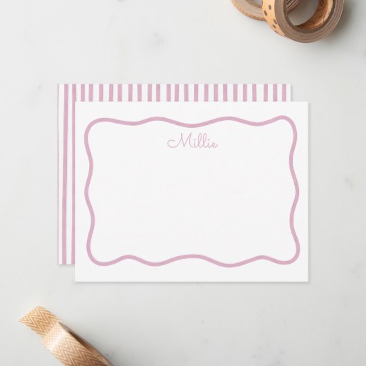 Personalisierte Karte mit rosa Wavy Border (Vorderseite/Rückseite Beispiel)