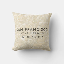 Personalisierte Karte San Francisco | Beige Kissen