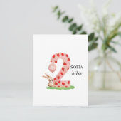 Personalisierte Karte zum 2. Geburtstag mit Häsche (Stehend Vorderseite)