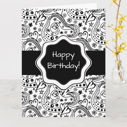 Personalisierte Kartenhörer Doodle mit Innerer Ver Karte (Gelbe Blume)