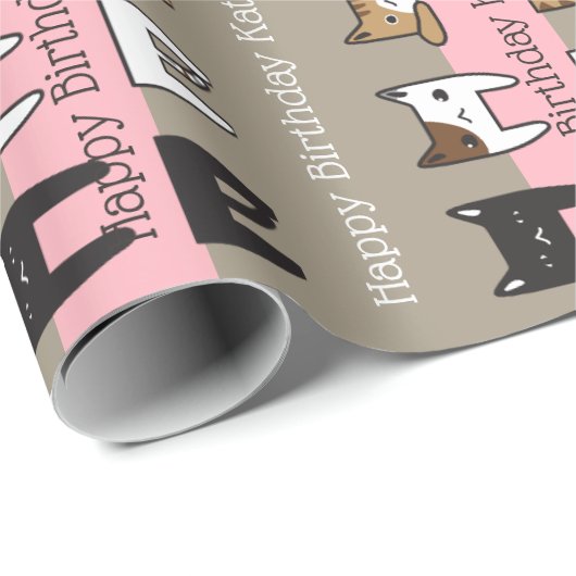 Personalisierte Kätzchen Geschenkpapier (Rolleneckpunkt)