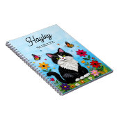 Personalisierte Katze, Blumen und Schmetterlinge Notizblock (Rechte Seite)