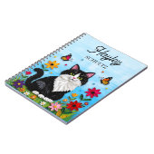 Personalisierte Katze, Blumen und Schmetterlinge Notizblock (Linke Seite)