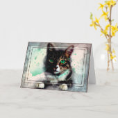 Personalisierte Katze für Wasserfarben Karte (Gelbe Blume)