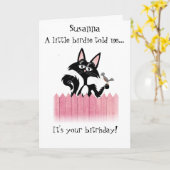 personalisierte Katze, kleine Birdie sagte mir...  Karte (Gelbe Blume)