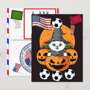 Personalisierte Katze Marokko Fußball Vierzehnter  Feiertagspostkarte