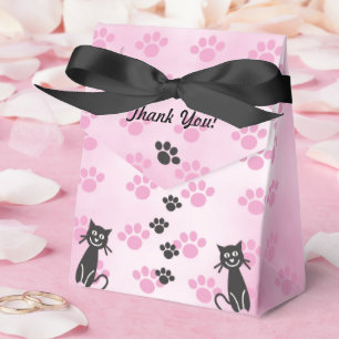 Personalisierte Katze Rosa Schwarze Pfotenabdrücke Geschenkschachtel