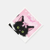 Personalisierte Katze Rosa und Weiße Kätzchen Gebu Serviette (Ecke)