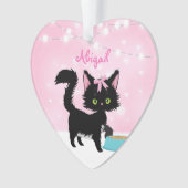 Personalisierte Katze Rosa und Weiße Weihnachten Ornament (Vorderseite)