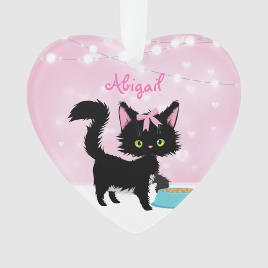 Personalisierte Katze Rosa und Weiße Weihnachten Ornament (Vorderseite)