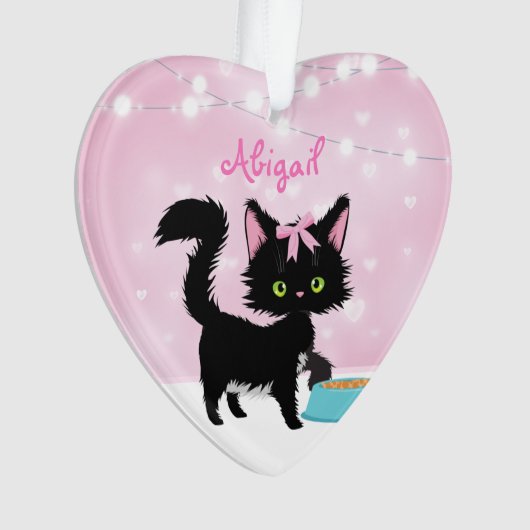 Personalisierte Katze Rosa und Weiße Weihnachten Ornament (Vorderseite)