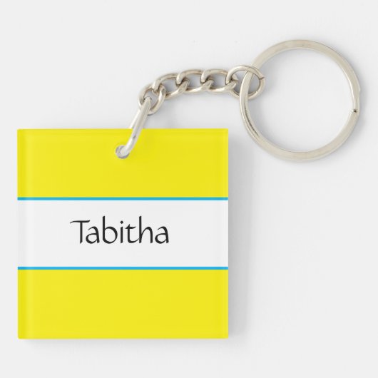 Personalisierte Katze Sitzen in Blume Schlüsselanhänger (Rückseite)