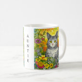 Personalisierte Katze und Blume Kaffeetasse (VorderseiteRechts)