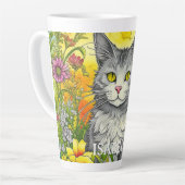 Personalisierte Katze und Blume Milchtasse (Linke Ecke)