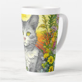 Personalisierte Katze und Blume Milchtasse (Rechte Ecke)