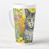 Personalisierte Katze und Blume Milchtasse (Linke Ecke)