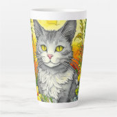 Personalisierte Katze und Blume Milchtasse (Vorderseite)