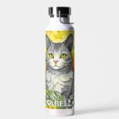 Personalisierte Katze und Blume Trinkflasche (Links)