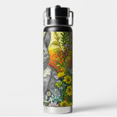 Personalisierte Katze und Blume Trinkflasche (Hinten)