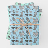 Personalisierte Katze und Geschenkpackung in 3 Far Geschenkpapier Set (Beispiel)