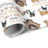 Personalisierte Katze und Hühnchen Weihnachten Geschenkpapier (Rolleneckpunkt)