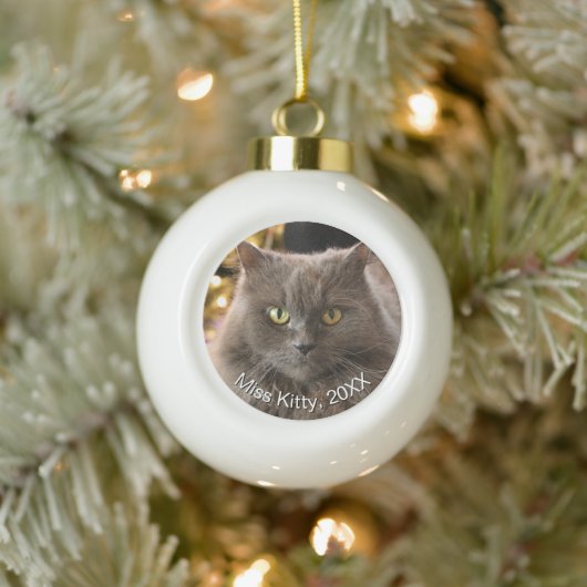 Personalisierte Katze Weihnachten Keramik Kugel-Ornament (Baum)