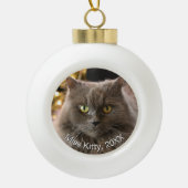 Personalisierte Katze Weihnachten Keramik Kugel-Ornament (Vorderseite)