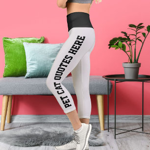 Personalisierte Katzen auf schwarz-grau Capri Leggings