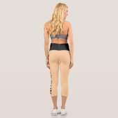 Personalisierte Katzen auf schwarzen Pfirsichfarbe Capri Leggings (Rückseite)
