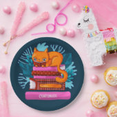 Personalisierte Katzen genehmigte Bücher Aquamarin Pappteller (Party)