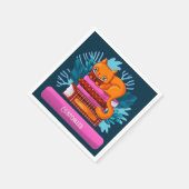 Personalisierte Katzen genehmigte Bücher Aquamarin Serviette (Ecke)