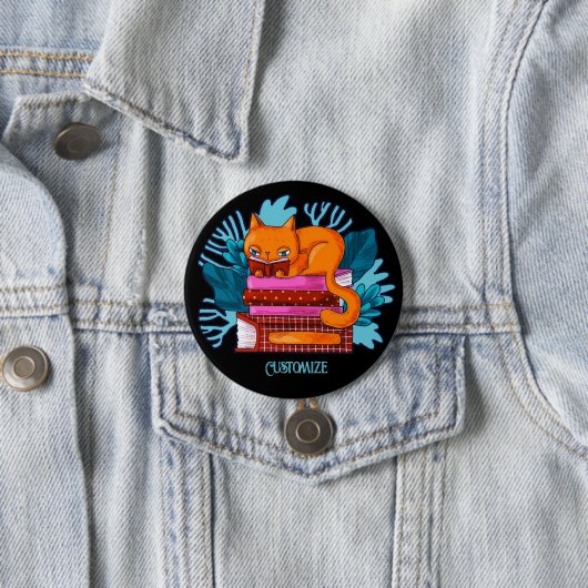 Personalisierte Katzen-genehmigte Bücher Button (Beispiel)