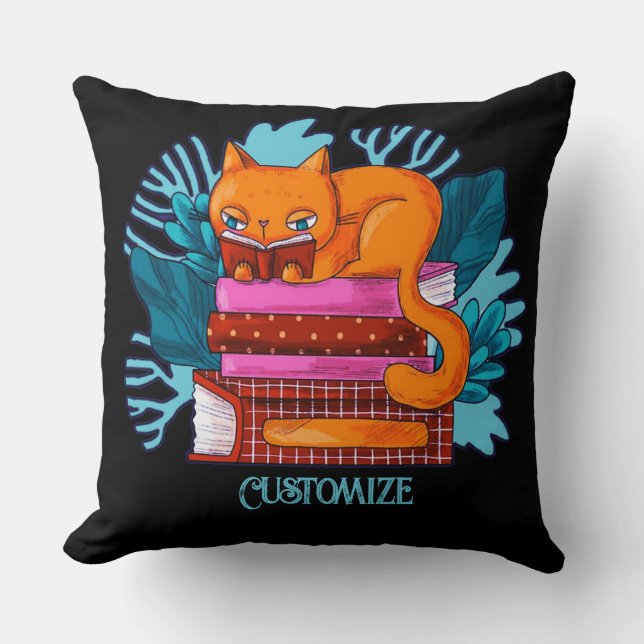 Personalisierte Katzen-genehmigte Bücher Kissen (Vorderseite)