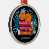 Personalisierte Katzen-genehmigte Bücher Ornament Aus Metall (Rechts)