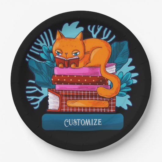 Personalisierte Katzen-genehmigte Bücher Pappteller (Vorderseite)