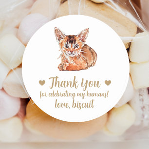 Personalisierte Katzen-Hochzeitsgunst-Sticker Runder Aufkleber