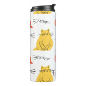 Personalisierte Katzen Muster Orange Gelb Thermosbecher (Nach links gedreht)