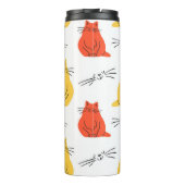 Personalisierte Katzen Muster Orange Gelb Thermosbecher (Rückseite)