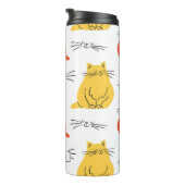 Personalisierte Katzen Muster Orange Gelb Thermosbecher (Nach rechts gedreht)