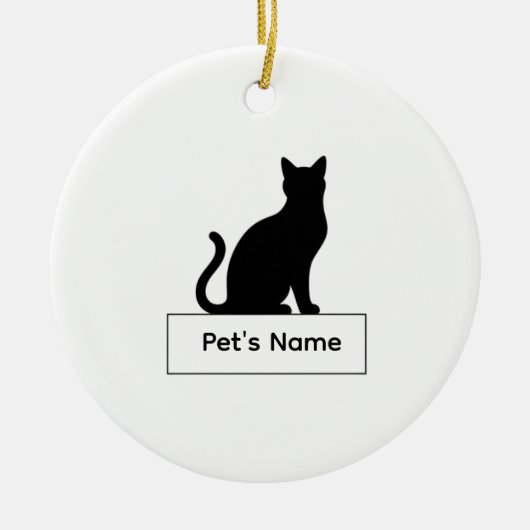 Personalisierte Katzen-Silhouette Weihnachten Haus Keramik Ornament (Vorne)