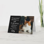 Personalisierte Katzen-Verlust-Sympathie-Karte mit Karte (Vorderseite)