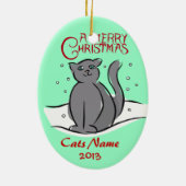 Personalisierte Katzen-Weihnachtsverzierung Keramikornament (Hinten)