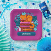 Personalisierte Katzenbücher rosa Pappteller (Party)