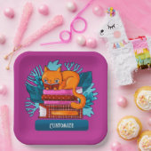 Personalisierte Katzenbücher rosa Pappteller (Party)